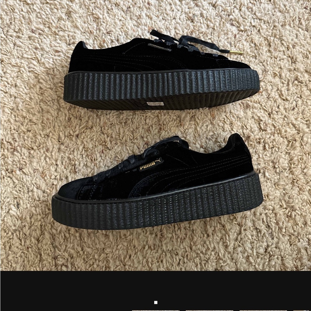 Puma Women's Black Velvet Platform Sneakers Creepers NIB